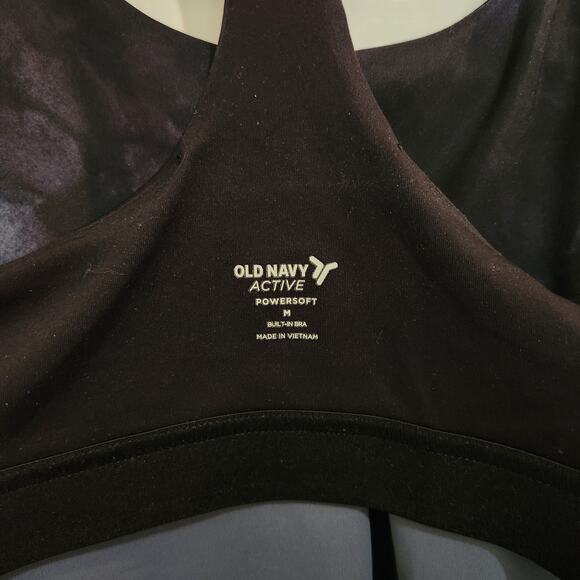 Old Navy Powersoft Activewear Workout Sports Tank Top Built in Bra Black Medium - Picture 7 of 9